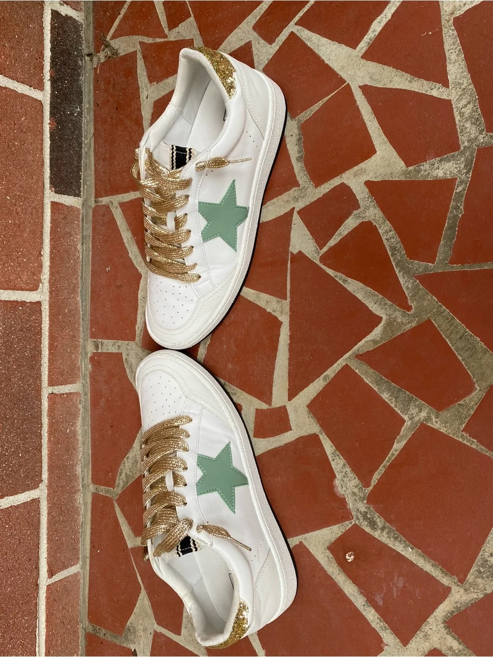 ShuShop Paula low top Sneakers with Mint Star and Gold Accents